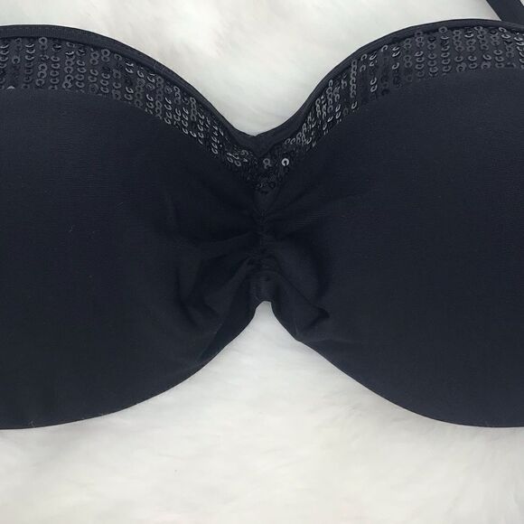 LASCANA New Black Sequin Convertible Swim Bikini / Bandeau Top - Picture 3 of 13